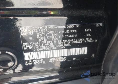 2020 Toyota Rav4 Hybrid Limited from USA, damaged, VIN 2T3DWRFV7LW053320